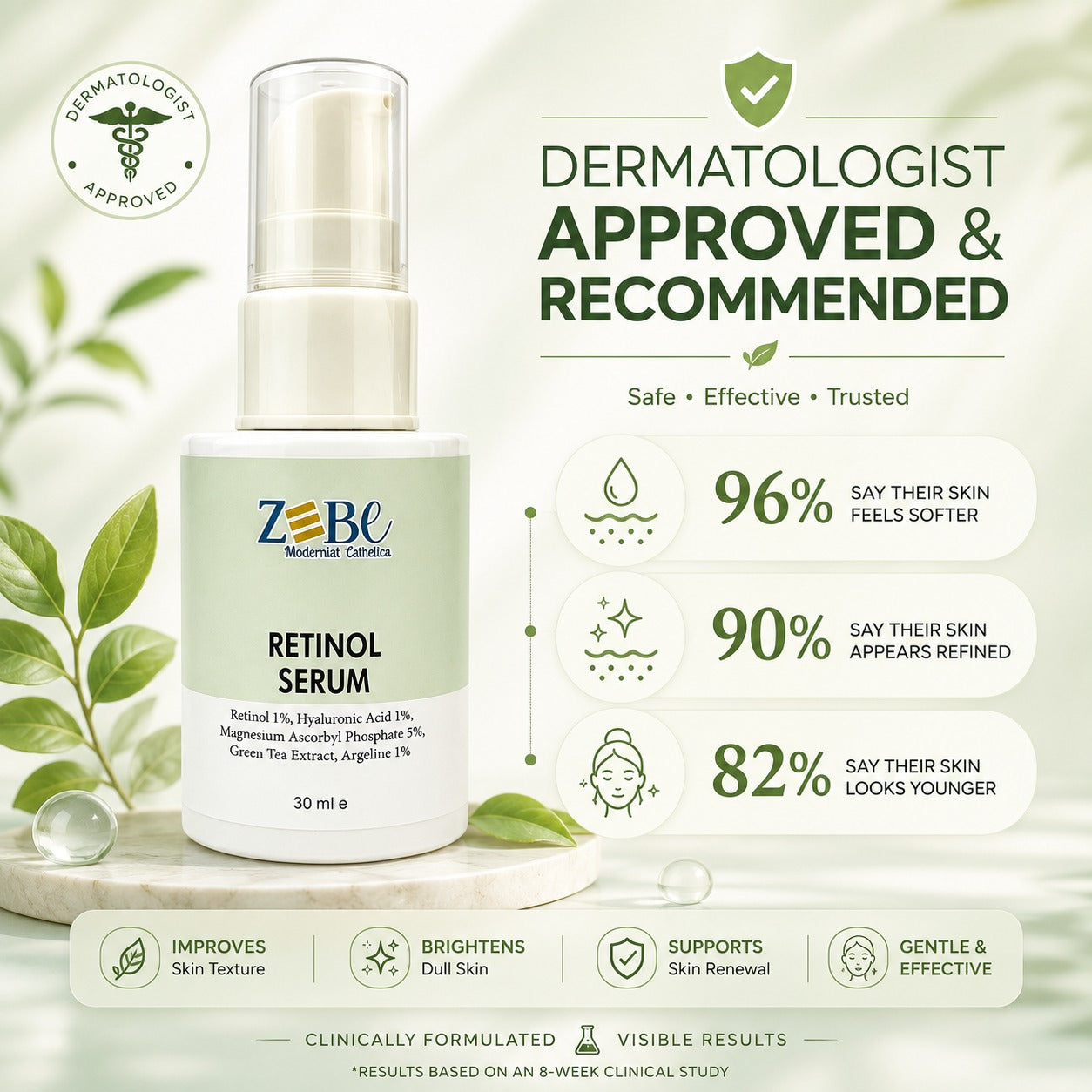 Zebe 1% Retinol Serum – For Smooth, Radiant & Youthful Skin