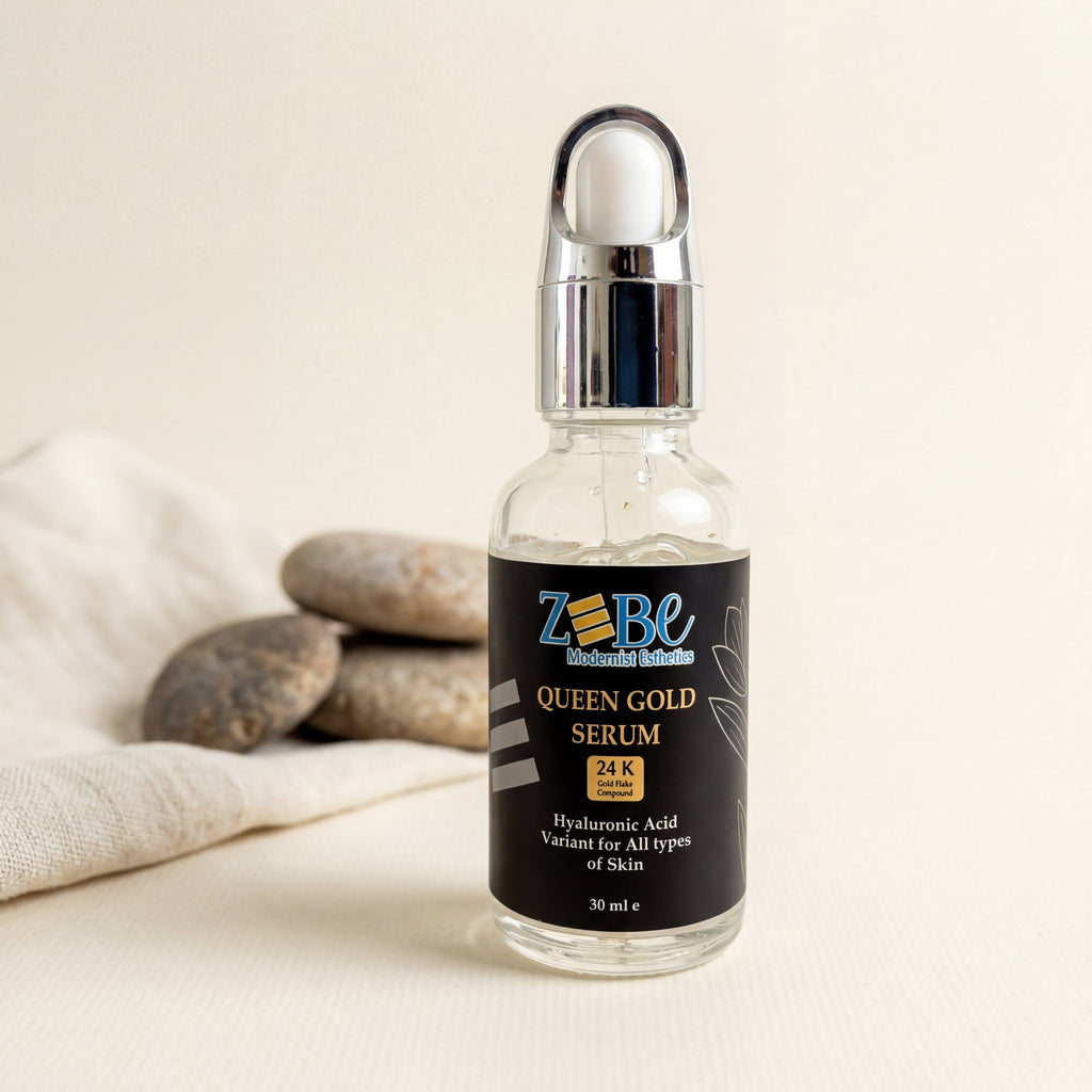 Queen Gold Serum - 24K Gold Flake Compound - Hyaluronic Acid (Luxury in a Bottle. Let Your Skin Shine Like Gold.)